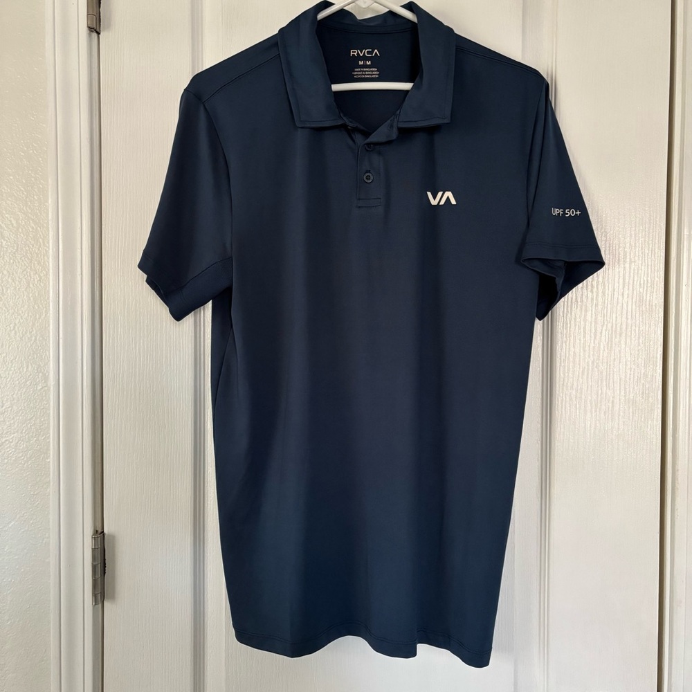 New RVCA Men's Navy Blue SPF Polo Shirt